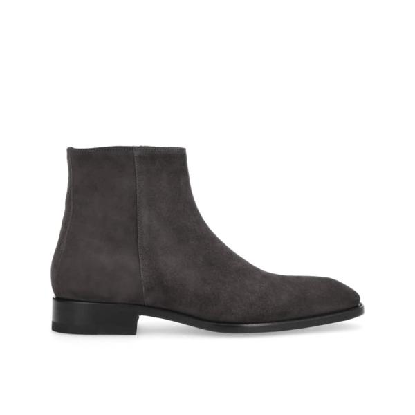 Dark grey leather boots best sale