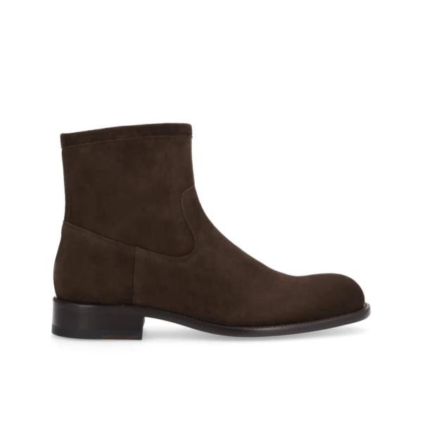 Boot zippée - Axel - Cuir velours - Marron foncé