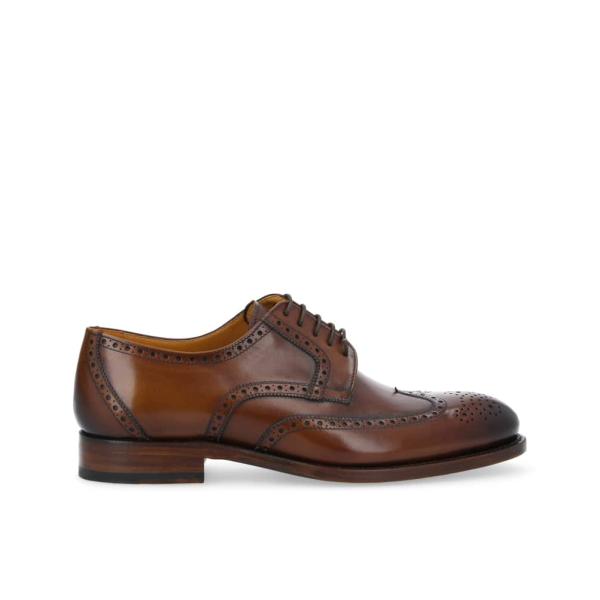 Derby Brogues - Stanley - Cuir lisse/Cuir patiné - Marron