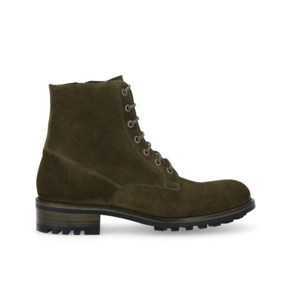 Boot zippée à lacets - Hyrod - Cuir velours - Kaki