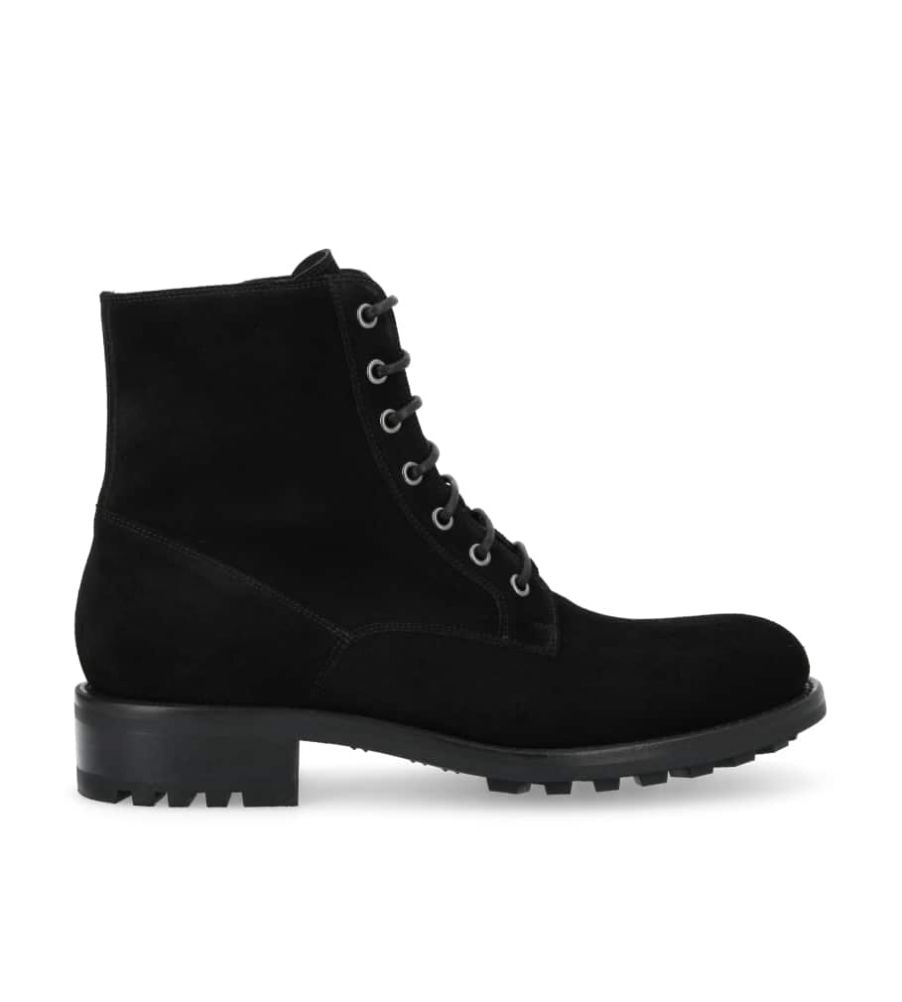 Boot zippée à lacets - Hyrod - Cuir velours - Noir