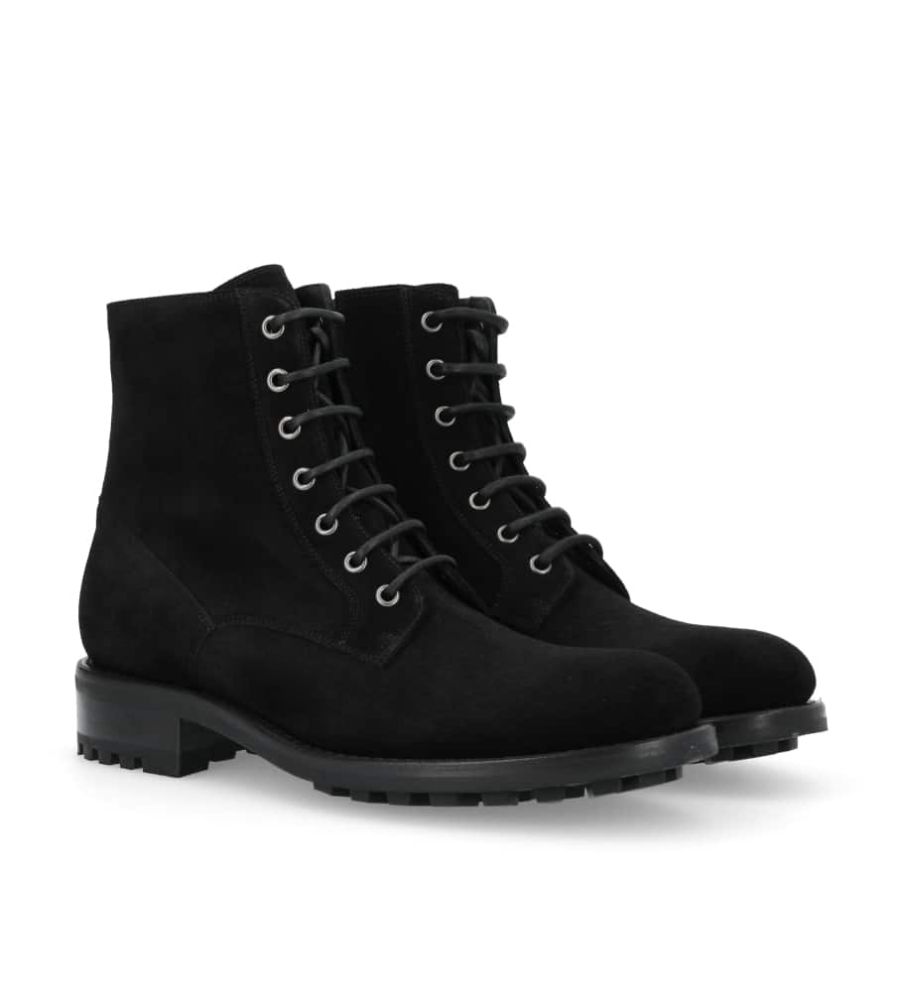 Boot zippée à lacets - Hyrod - Cuir velours - Noir