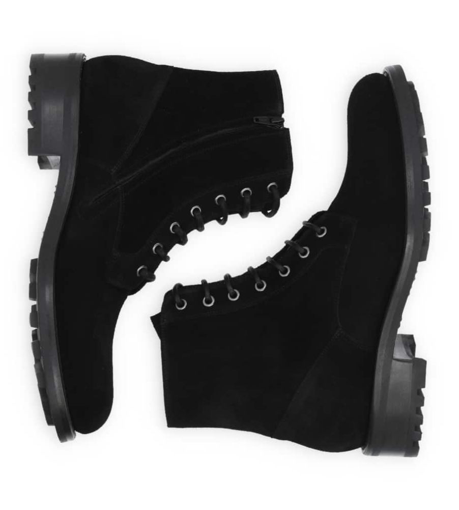 Boot zippée à lacets - Hyrod - Cuir velours - Noir