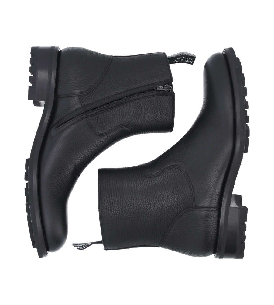 Botte zippée à boucle - Hyrod - Cuir grainé - Noir