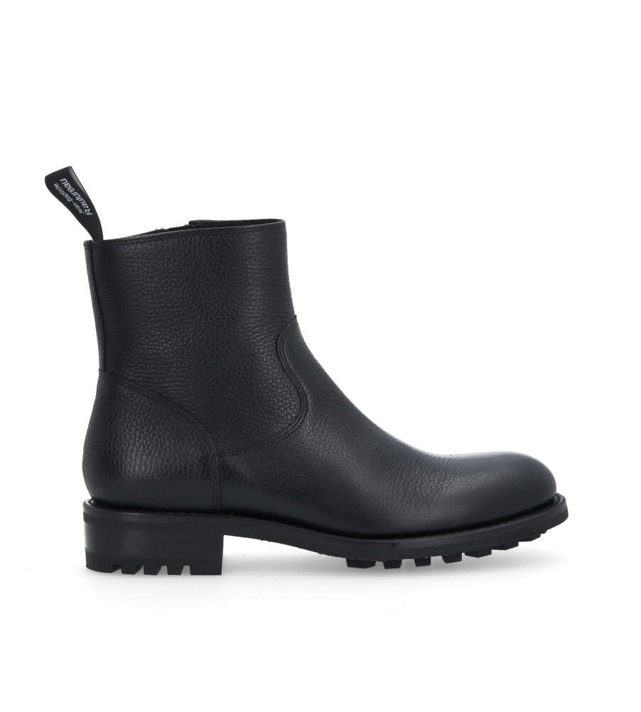 Botte zippée à boucle - Hyrod - Cuir grainé - Noir