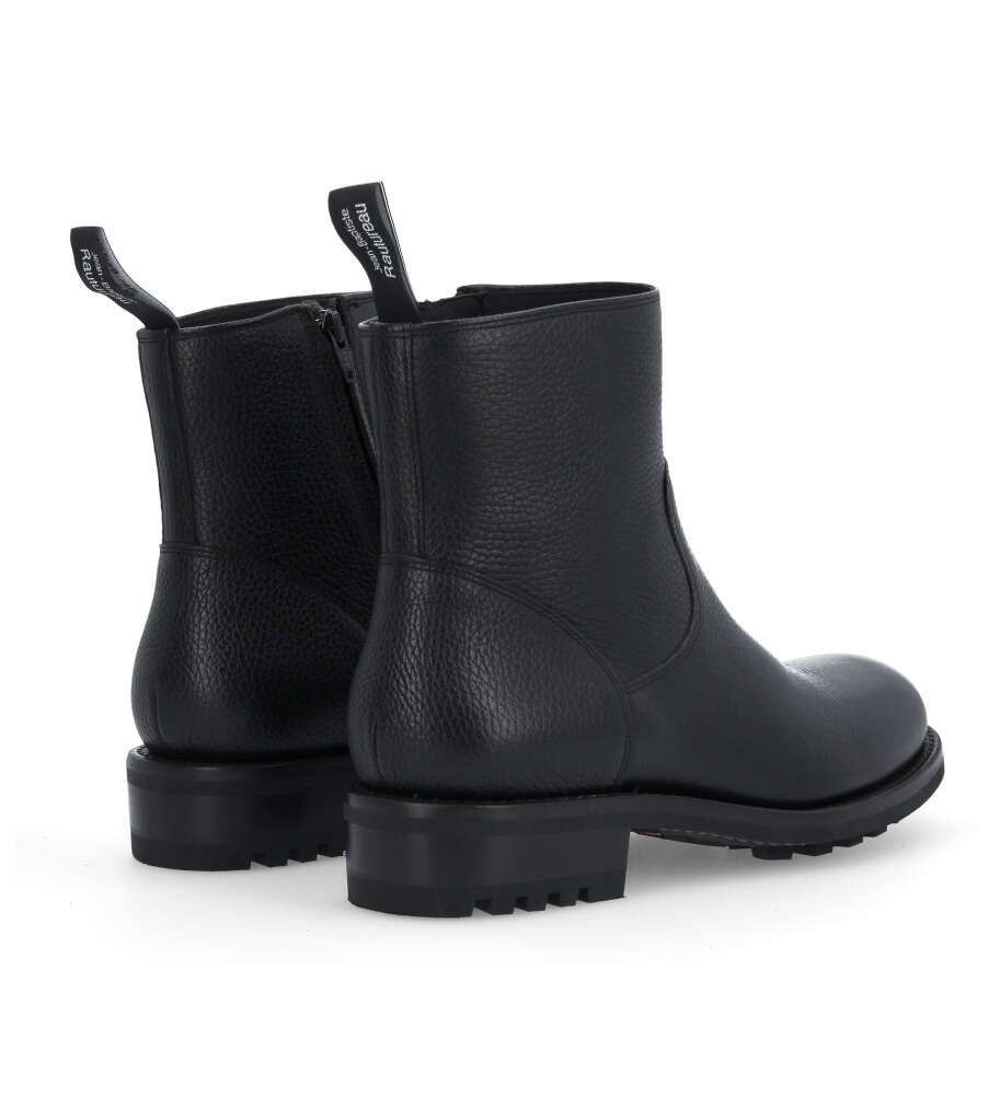 Botte zippée à boucle - Hyrod - Cuir grainé - Noir